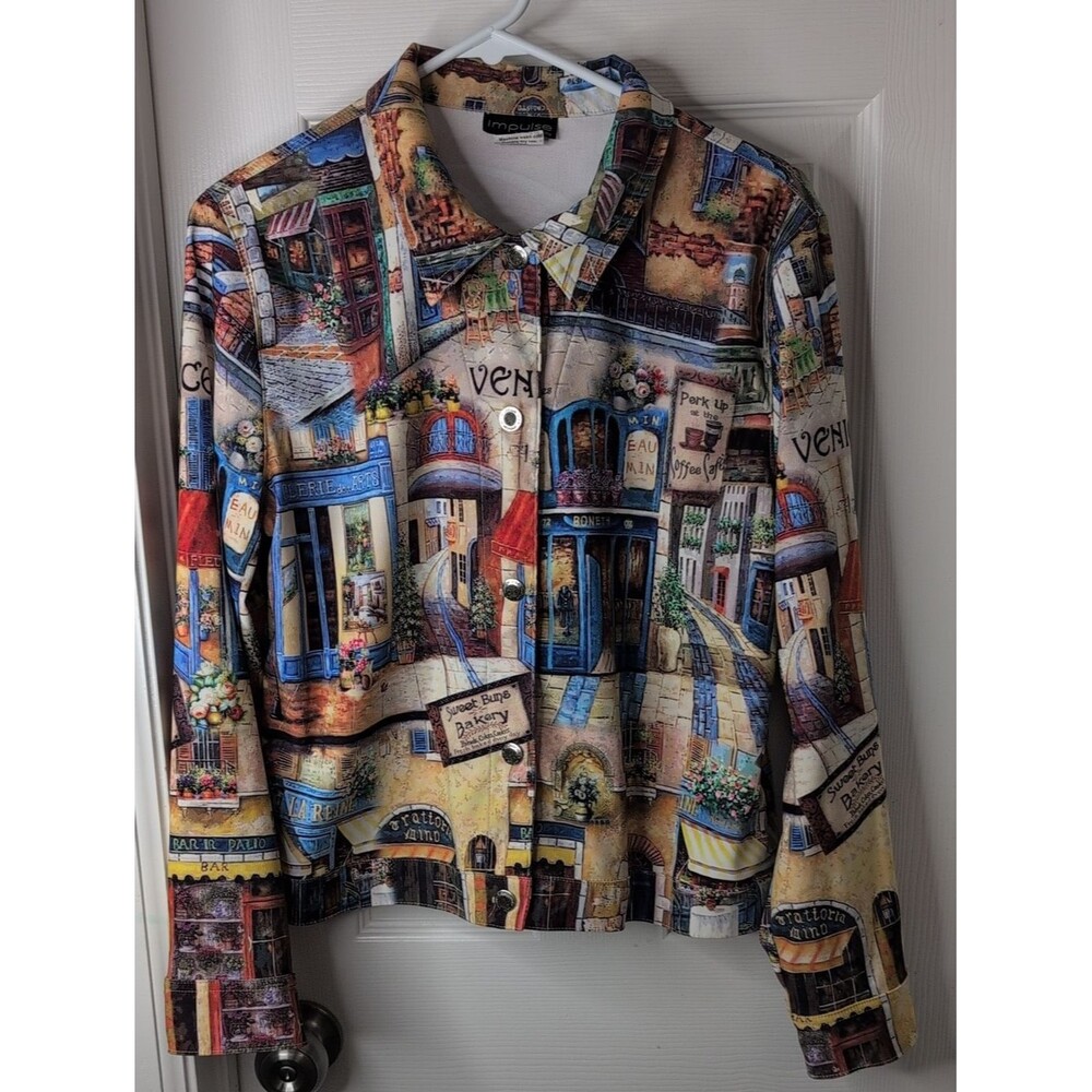 Impulse Vintage Made In USA Multicolor Scenic Print Jacket Size M